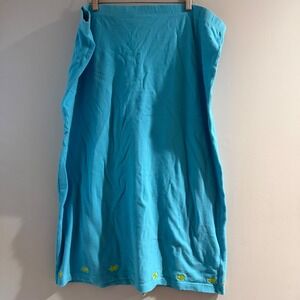 Quacker Factory Skirt Womens XL Blue Good Embroidered Sea Turtle Pique Knit